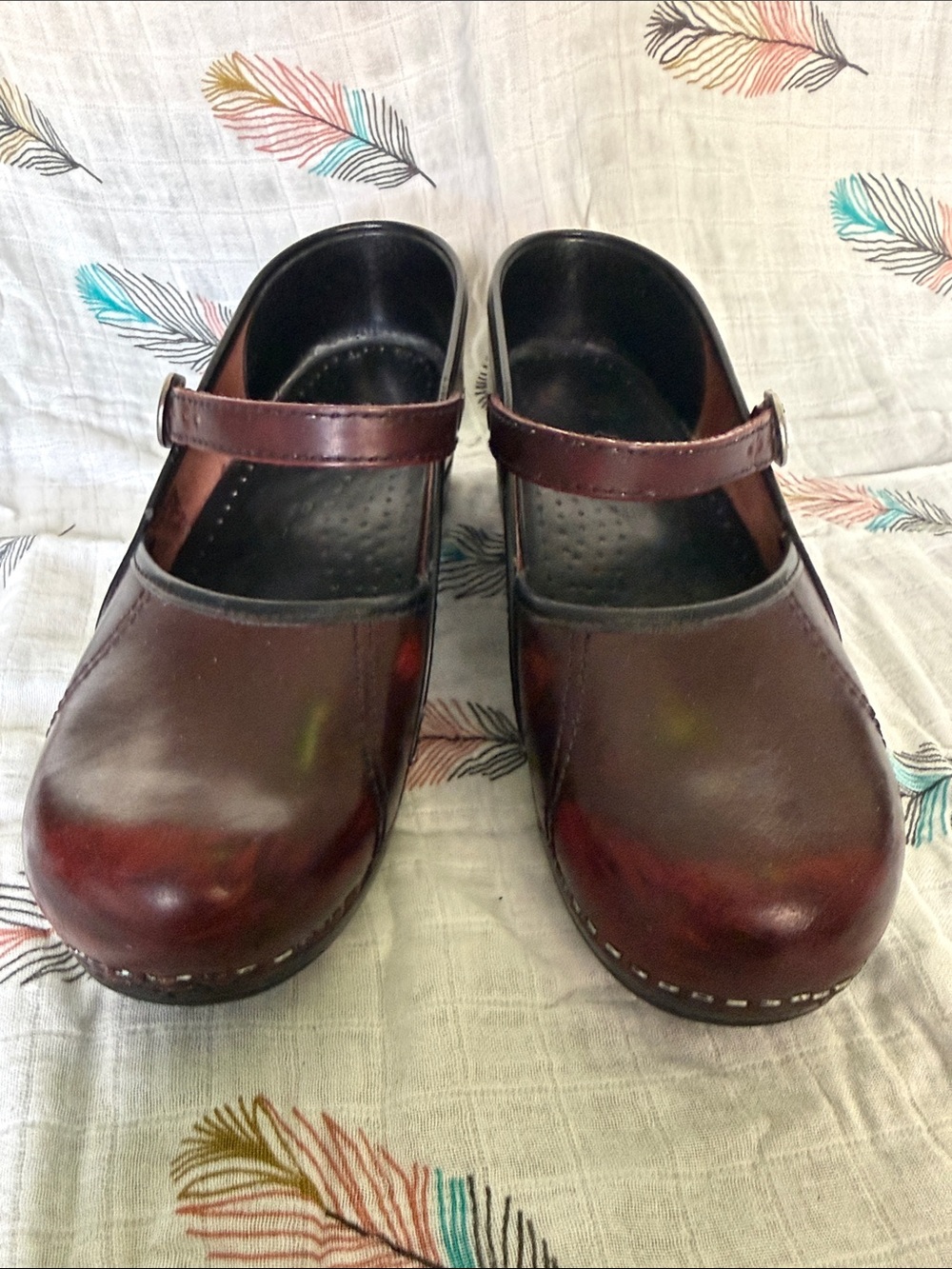Dansko Marcelle Mary Jane Clogs in Burgundy/Bordeaux